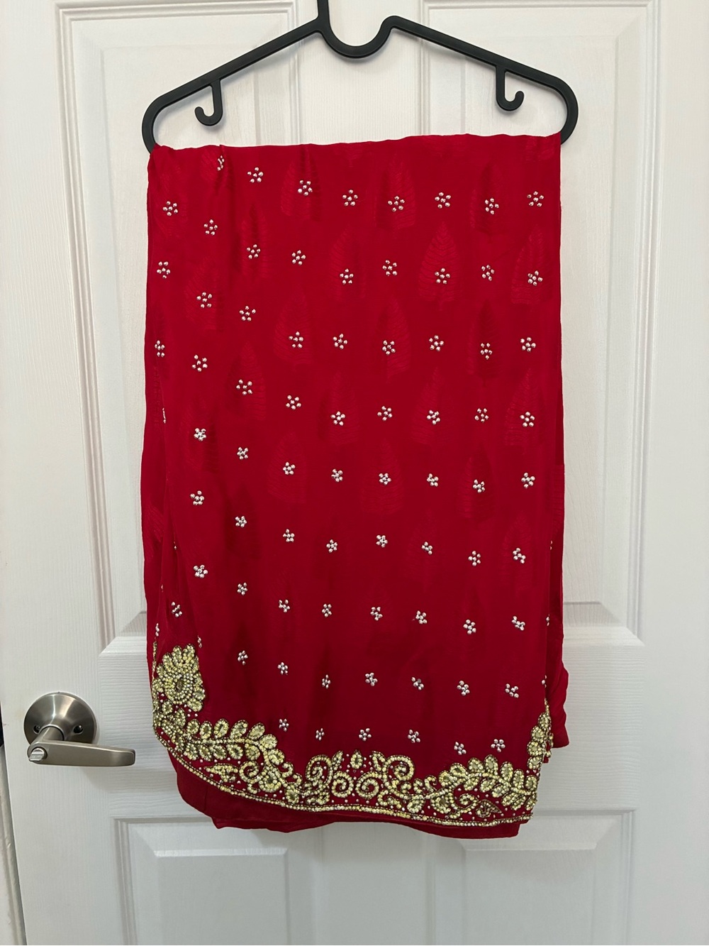 Red Embellished Saree
